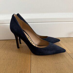 Sam Edelman Hazel Pointed Toe Pump Heels | Navy Suede | Size 6M